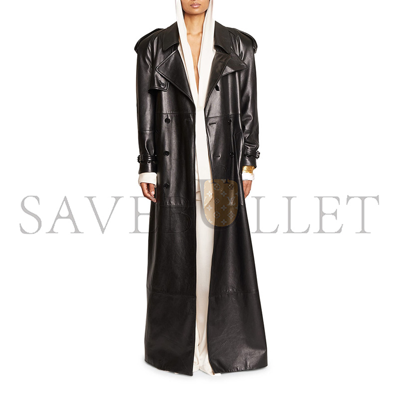 Y51 BELTED LEATHER TRENCH COAT
